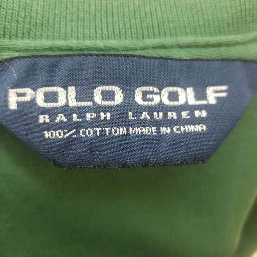 Ralph Lauren Polo Golf Shirt Mens L Green Long Sleeves Cotton
